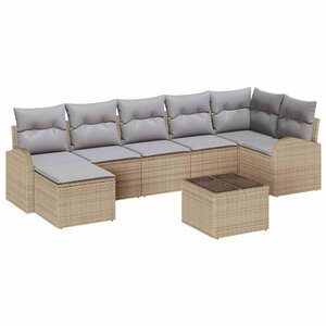 vidaXL Ensemble de canapé de jardin 8 Pièces Beige Poly rotin