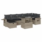 vidaXL Salon de jardin 8 Pièces avec coussins gris clair résine tressée