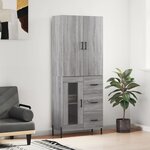 vidaXL Buffet haut Sonoma gris 69 5x34x180 cm Bois d'ingénierie