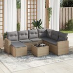 vidaXL Salon de jardin avec coussins 8 Pièces beige résine tressée