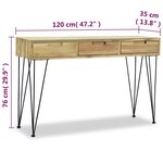 vidaXL Table console 120x35x76 cm Teck massif