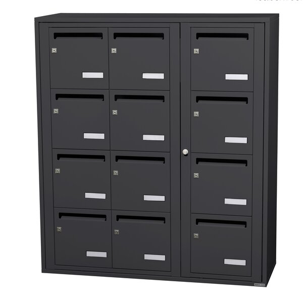 Bloc collectif Leabox 3x4 grade 3 simple face intérieur fixation murale gris anthracite ral 7016 finition brillante