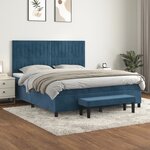 vidaXL Sommier à lattes de lit et matelas Bleu foncé 180x200cm Velours