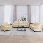 vidaXL Ensemble de canapés 3 Pièces avec coussins Crème Tissu