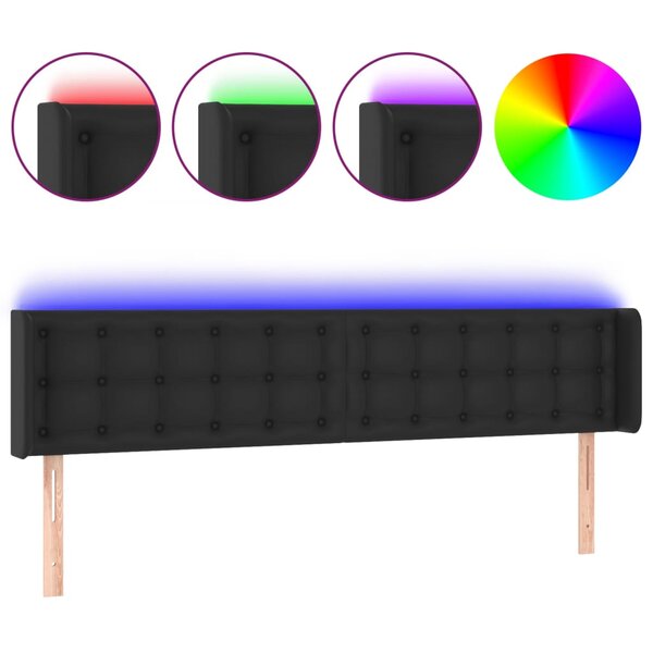 vidaXL Tête de lit à LED Noir 163x16x78/88 cm Similicuir