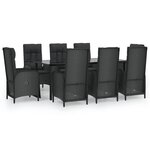 vidaXL Ensemble à manger jardin 9Pièces et coussins noir résine tressée