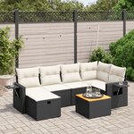 vidaXL Salon de jardin 7 Pièces avec coussins noir résine tressée
