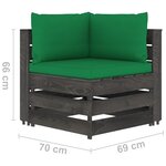 vidaXL Salon de jardin 5 Pièces avec coussins Bois imprégné de gris