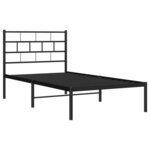 vidaXL Cadre de lit métal avec tête de lit noir 107x203 cm