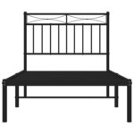 vidaXL Cadre de lit métal sans matelas avec tête de lit noir 90x200 cm