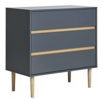Commode 3 tiroirs en bois gris foncé 80 x 40 x 80 cm