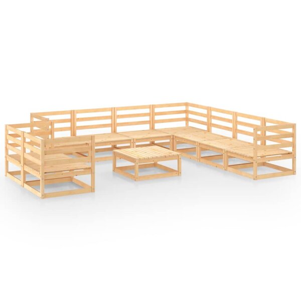 vidaXL Salon de jardin 10 Pièces bois de pin massif