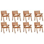 vidaXL Chaises de jardin avec coussins lot de 8 Bois d'acacia solide