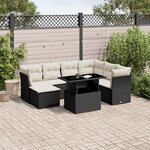 vidaXL Salon de jardin 8 Pièces avec coussins noir résine tressée