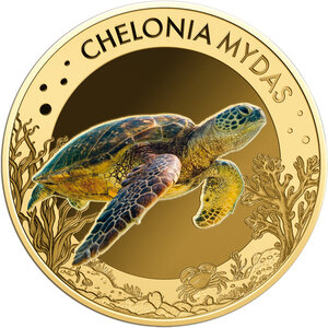 Monnaie GREEN SEA TURTLE Sea Creatures 1/1000 Oz Or 3000 Francs Chad