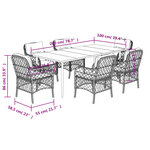 vidaXL Ensemble à manger de jardin et coussins 7 Pièces beige poly rotin