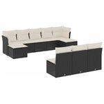 vidaXL Salon de jardin 10 Pièces avec coussins noir résine tressée