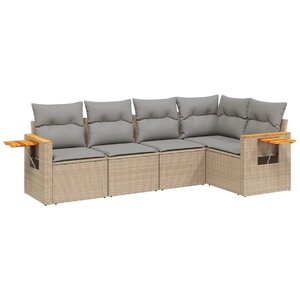 vidaXL Salon de jardin avec coussins 5 Pièces beige résine tressée