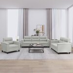 vidaXL Ensemble de canapés 3 Pièces coussins gris clair tissu microfibre