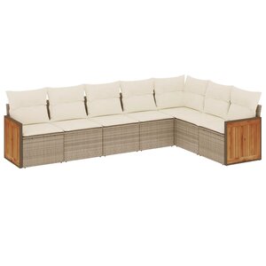 vidaXL Salon de jardin avec coussins 7 Pièces beige résine tressée