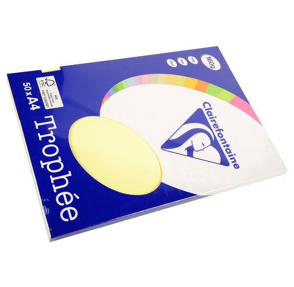 Ramette 50 Feuilles Papier 160g A4 210x297 mm Certifié FSC canari TROPHÉE
