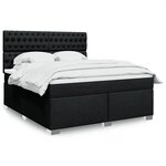 vidaXL Sommier à lattes de lit avec matelas Noir 180x200 cm Tissu