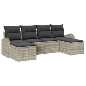 vidaXL Ensemble de canapé de jardin 6 Pièces Gris clair Poly Rattan