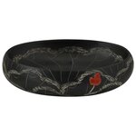 vidaXL Vasque à poser noir ovale 59x40x15 cm céramique