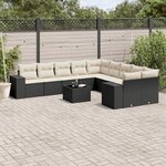 vidaXL Salon de jardin 11 Pièces avec coussins noir résine tressée