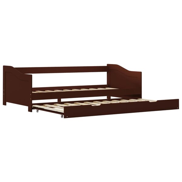 vidaXL Cadre de lit extensible Marron foncé Bois de pin 90x200 cm