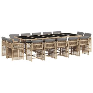 vidaXL Ensemble à manger de jardin et coussins 15 Pièces mélange beige