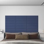 vidaXL Panneaux muraux 12 Pièces Bleu 60x15 cm Tissu 1 08 m²