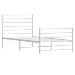 vidaXL Cadre de lit métal avec tête de lit/pied de lit blanc 75x190 cm