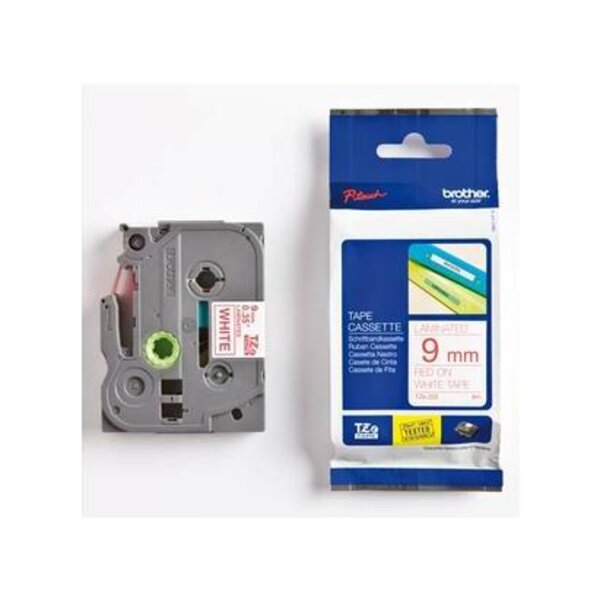 Ruban tz pour ptouch laminé 9mmx8m rouge/blanc tze222 brother