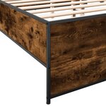 vidaXL Cadre de lit chêne fumé 135x190 cm bois d'ingénierie et métal
