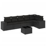 vidaXL Salon de jardin 7 Pièces avec coussins noir résine tressée