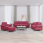 vidaXL Ensemble de canapés 4 Pièces avec coussins rouge bordeaux velours
