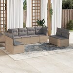 vidaXL Salon de jardin avec coussins 8 Pièces beige résine tressée