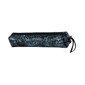 Petite trousse fourre tout glamour - 19x3.5x3cm - cuir - design python bleu nuit