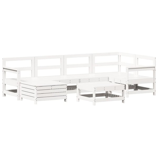 vidaXL Salon de jardin 7 Pièces blanc bois de pin massif