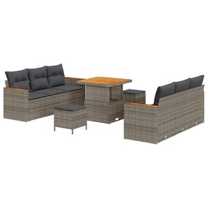vidaXL Ensemble de canapé de jardin avec coussin 11 Pièces Gris polyrotin