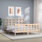 vidaXL Cadre de lit avec tête de lit 160x200 cm bois massif