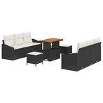 Ensemble de 9 pièces de Canapé de Jardin avec Coussins Rattan Poly Noir Acacia