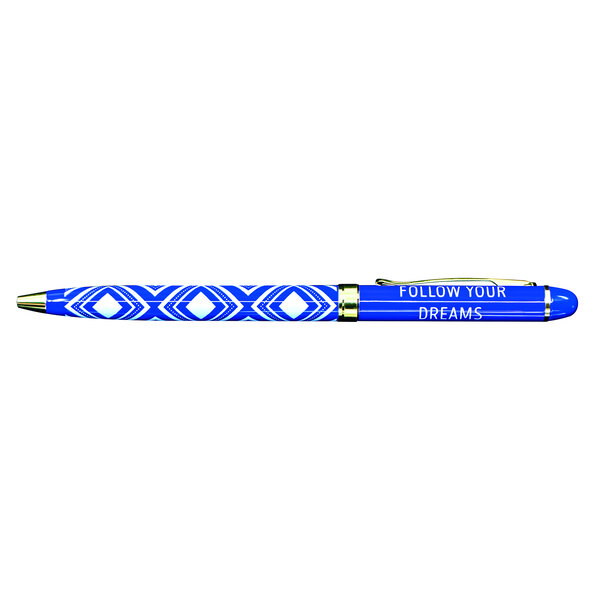 Stylo fin en métal laqué bleu - Follow your dreams