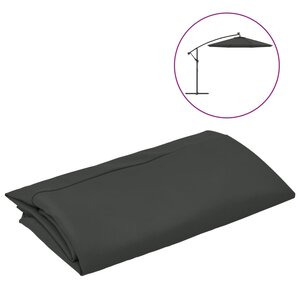 vidaXL Tissu de remplacement pour parasol déporté Anthracite 350 cm