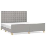 vidaXL Cadre de lit avec tête de lit Gris clair 160x200 cm Tissu