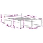 vidaXL Cadre de lit sans matelas noir bois massif 135x190 cm