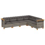 vidaXL Salon de jardin 6 Pièces avec coussins gris résine tressée