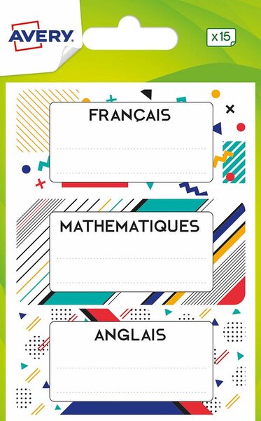 15 étiquettes matières scolaires