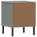 vidaXL Table de chevet avec pieds en métal Gris Bois pin massif OSLO